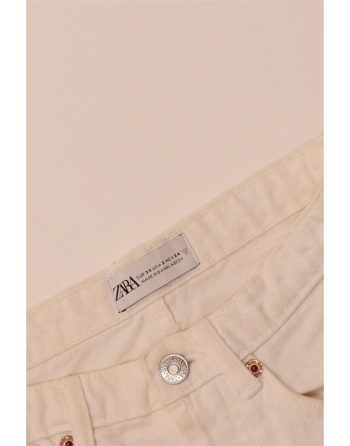 ZARA Womens Denim Shorts EU 34 2XS W24 White Vintage Zara and Second-Hand Zara from Messina Hembry 