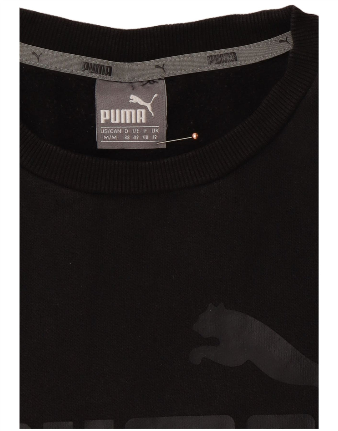 Damski sweter PUMA o luźnym kroju z grafiką UK 12, średni czarny