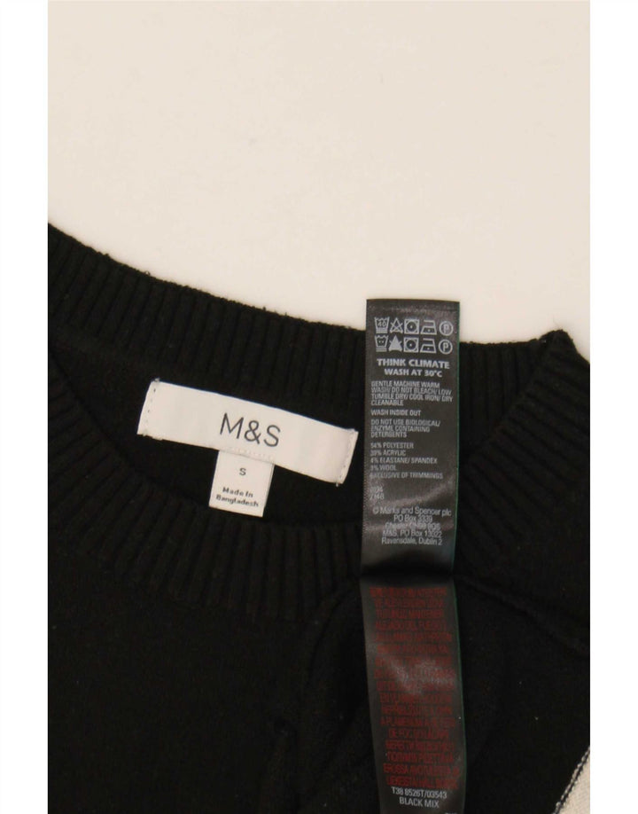 Marks & Spencer Damski podkoszulek z krótkim rękawem UK 10, mały, czarny poliester