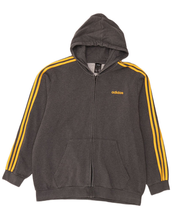 Adidas Męski sweter z kapturem i zamkiem błyskawicznym 2XL Szara bawełna