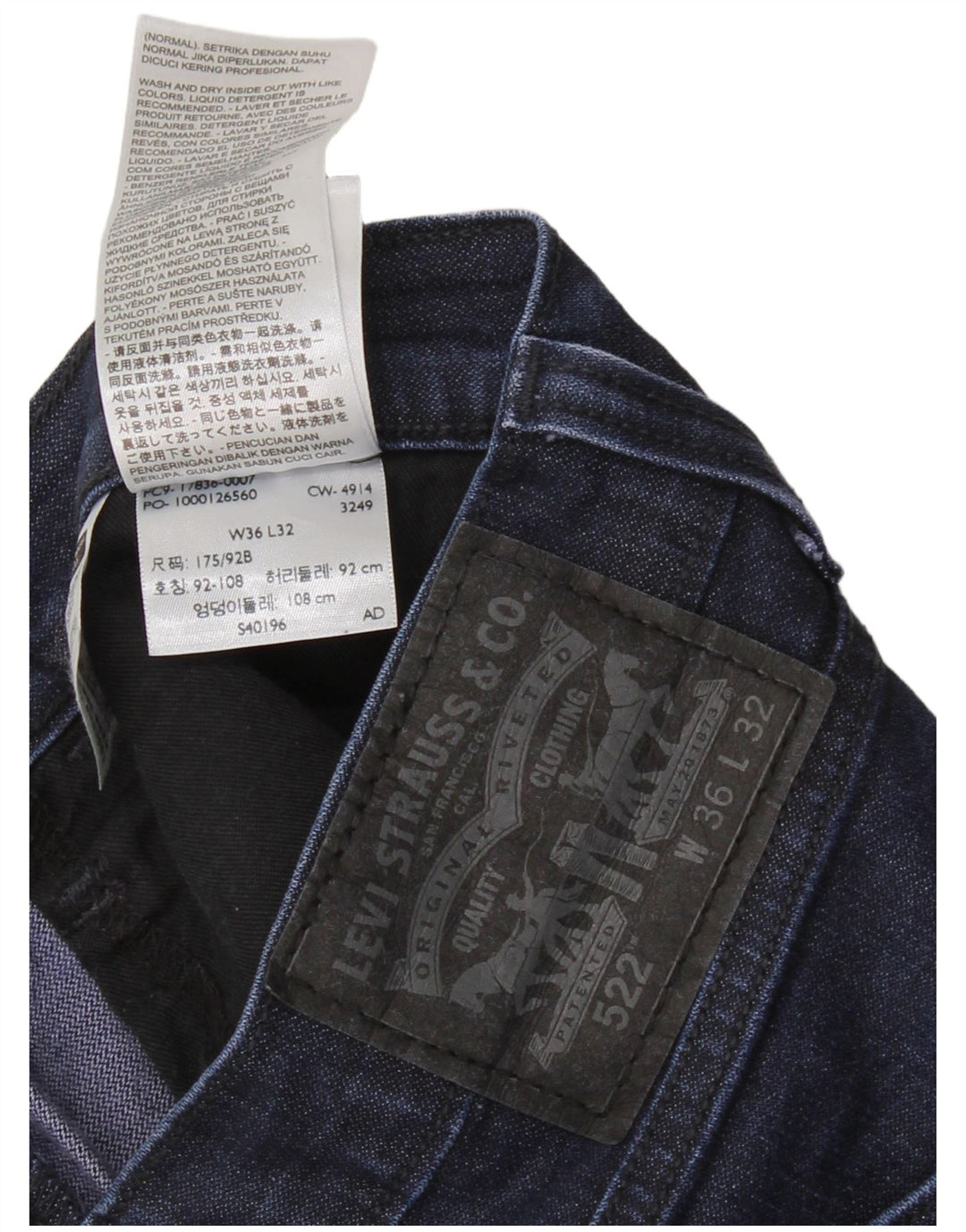 Męskie jeansy LEVI'S 522 Tapered W36 L32 Granatowa bawełna