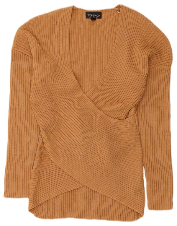 Topshop Damski sweter z dekoltem w kształcie litery V, UK 6 XS, beżowy akryl