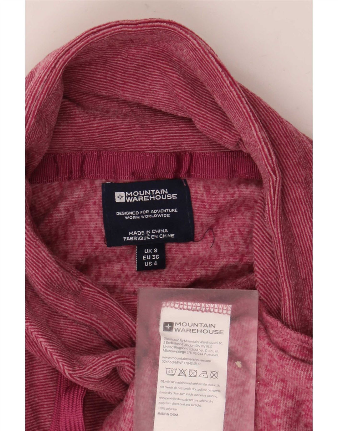 Damski sweter polarowy Mountain Warehouse UK 8, mały, różowy, poliester w prążki