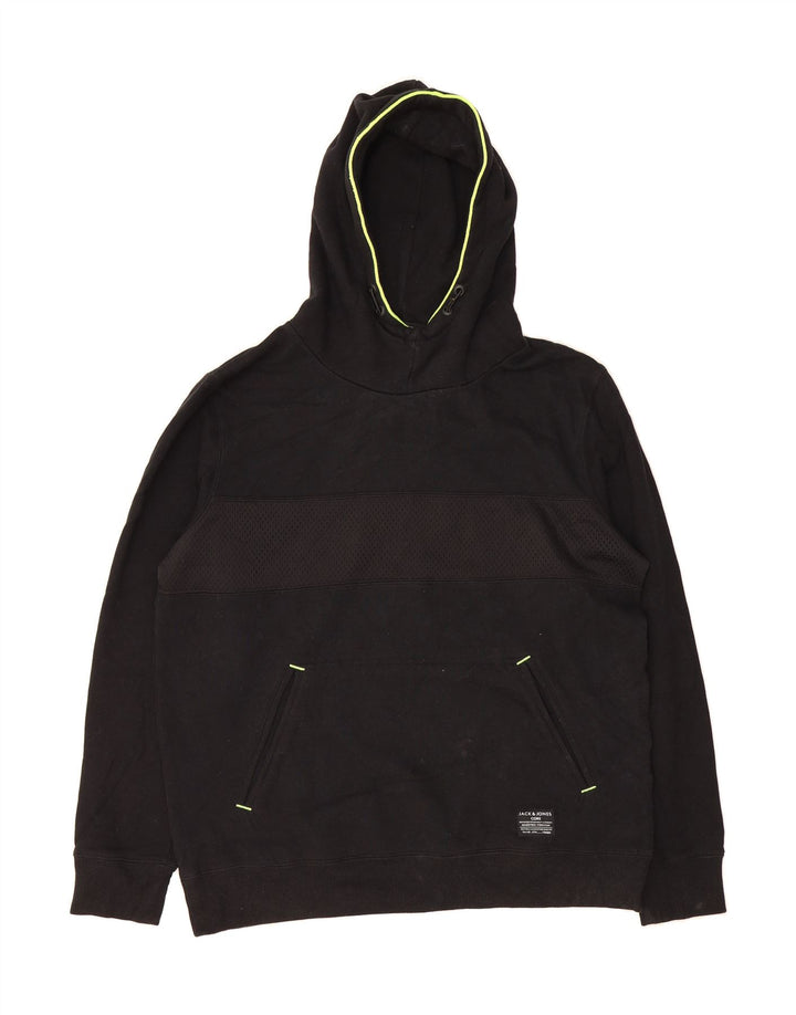 JACK & JONES Mens Hoodie Jumper XL Black Polyester Vintage Jack & Jones and Second-Hand Jack & Jones from Messina Hembry 