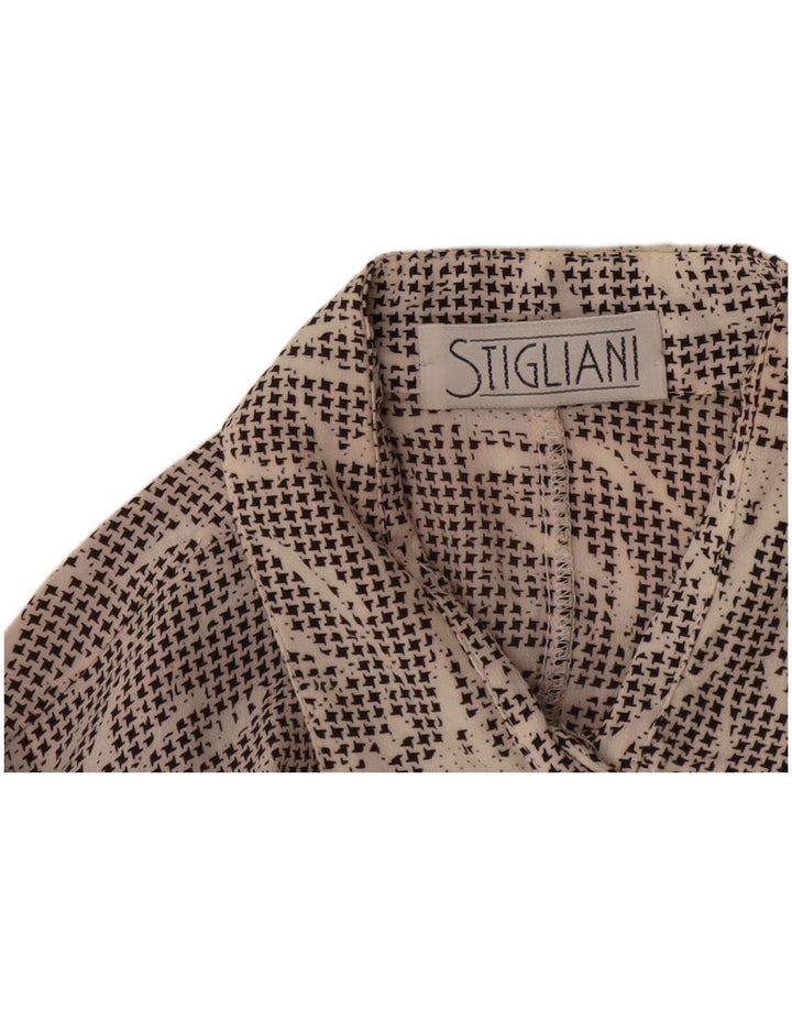 Vintage damska koszula z krótkim rękawem UK 14, średnia czarna pepitka