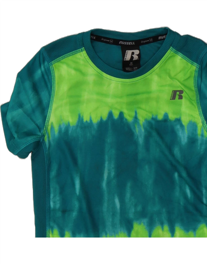 RUSSELL ATHLETIC Boys T-Shirt Top 7-8 Years Medium  Turquoise Tie Dye Vintage Russell Athletic and Second-Hand Russell Athletic from Messina Hembry 