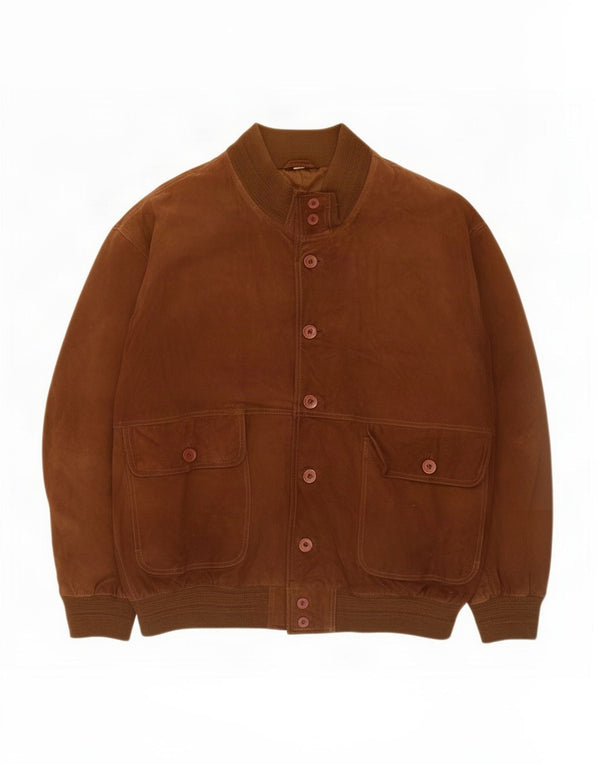 Vintage męska zamszowa kurtka bomber IT 52 XL brązowa skóra