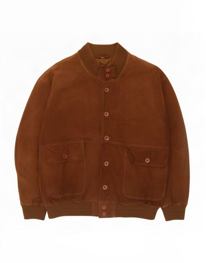 Vintage męska zamszowa kurtka bomber IT 52 XL brązowa skóra