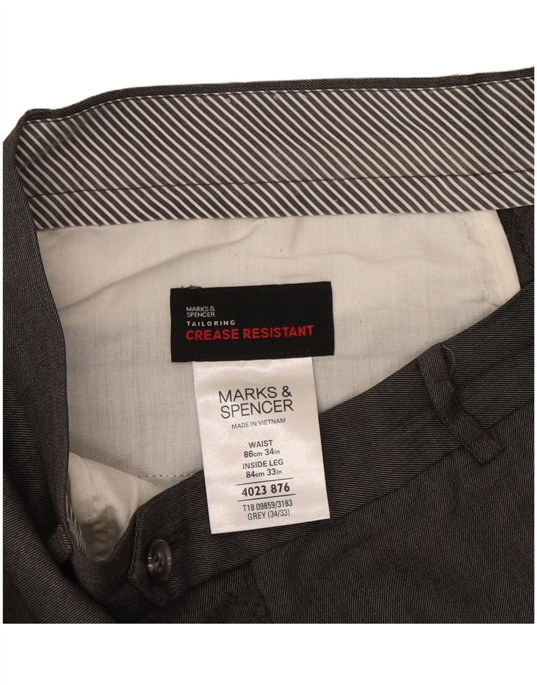Marks & Spencer Męskie proste spodnie garniturowe W34 L33 Szary poliester