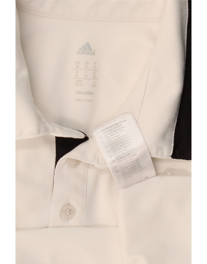 Męska koszulka polo ADIDAS Climalite XL, biały, poliester z blokami kolorów