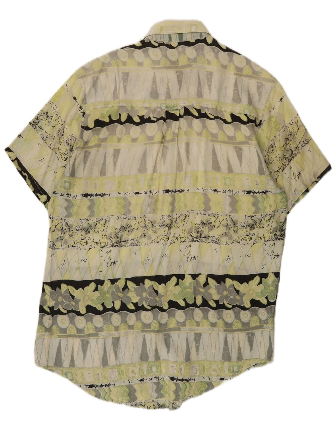 Koszula męska z krótkim rękawem w stylu vintage, średnio zielona, geometryczna