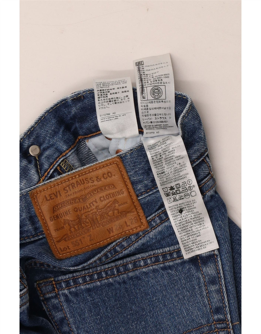 Męskie jeansy Levi's 551 Straight W26 L28 Niebieskie bawełniane