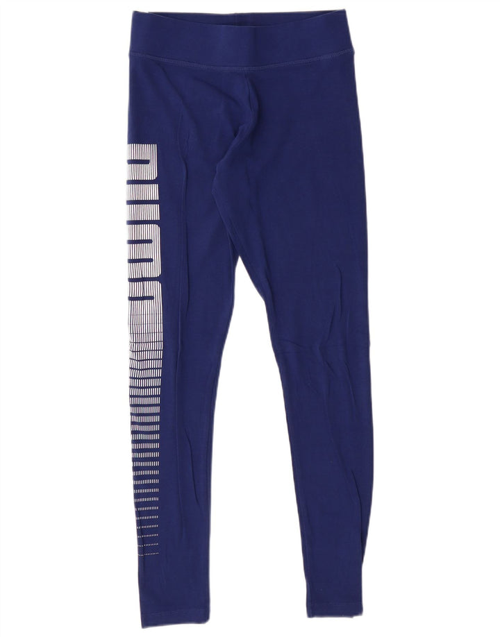 Damskie legginsy z grafiką PUMA UK 10 Small, niebieskie, bawełniane