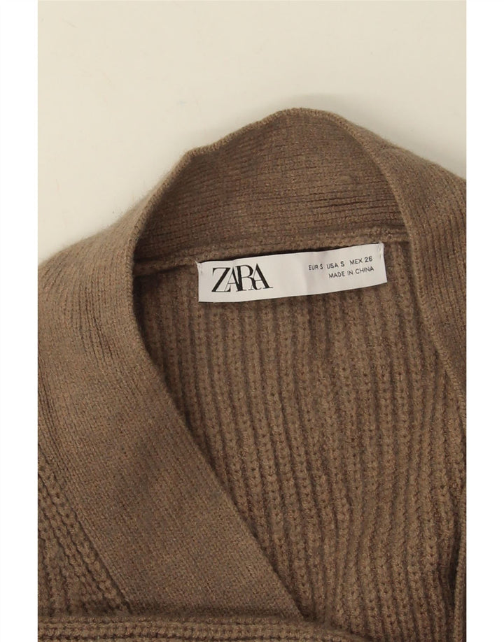 Damski sweter oversize z długimi rękawami i otwartym kardiganem Zara UK 10 Small Brown