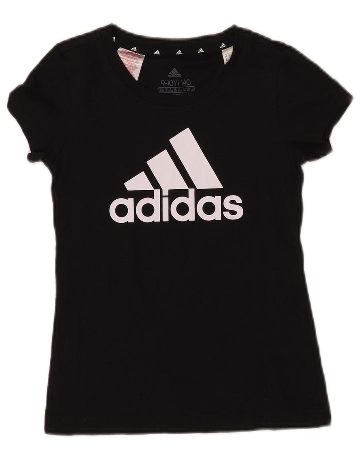 Chłopięcy T-shirt z grafiką ADIDAS, 9-10 lat, czarna bawełna