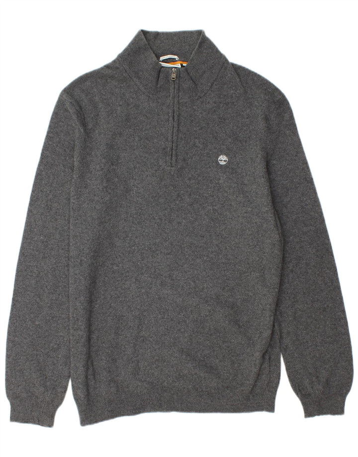 Męski sweter z zamkiem błyskawicznym Timberland XL, szara wełna merynosowa