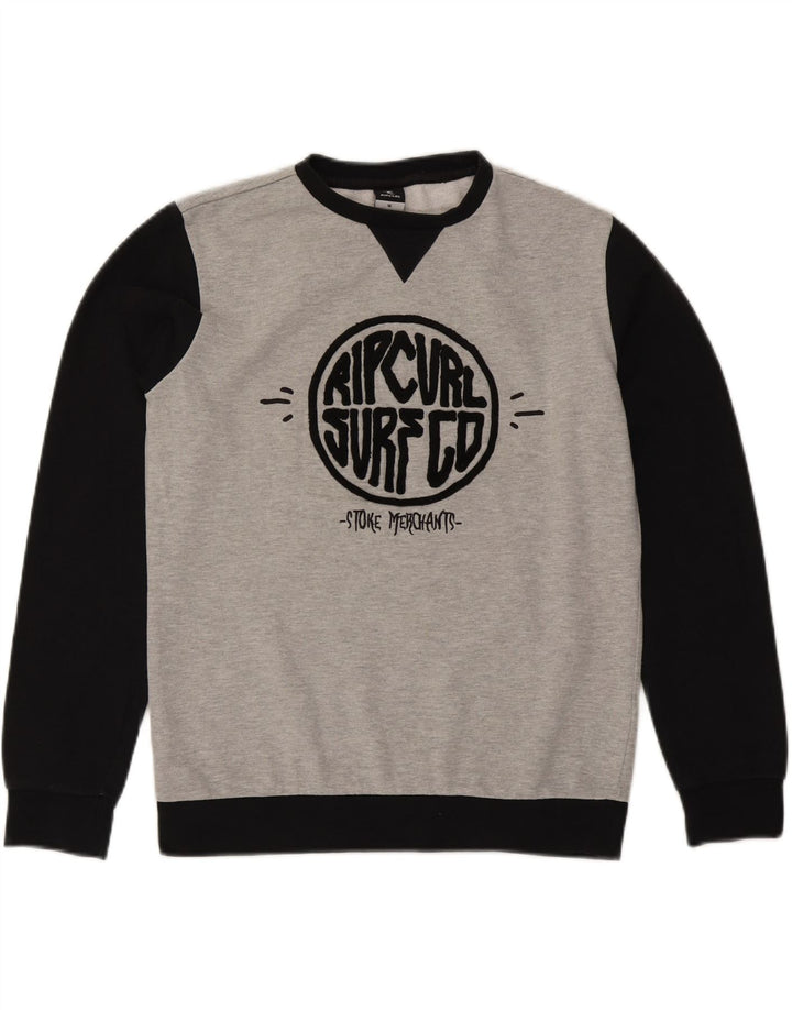 Bluza chłopięca Rip Curl z grafiką, 15-16 lat, szara, bawełniana w bloki kolorów