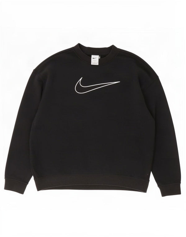 Damska bluza dresowa Nike Dri Fit z grafiką, luźna, średnia, czarna, bawełniana