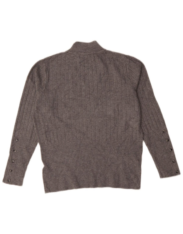 Marks & Spencer Damski sweter z golfem UK 14, duży, szary, wiskoza