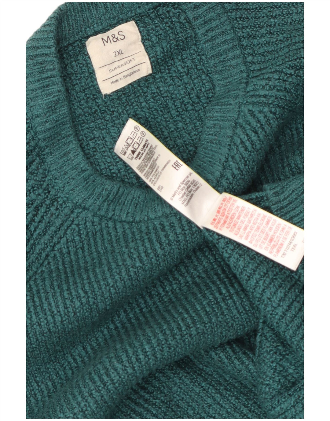 Marks & Spencer Męski sweter z okrągłym dekoltem 2XL Zielony poliamid