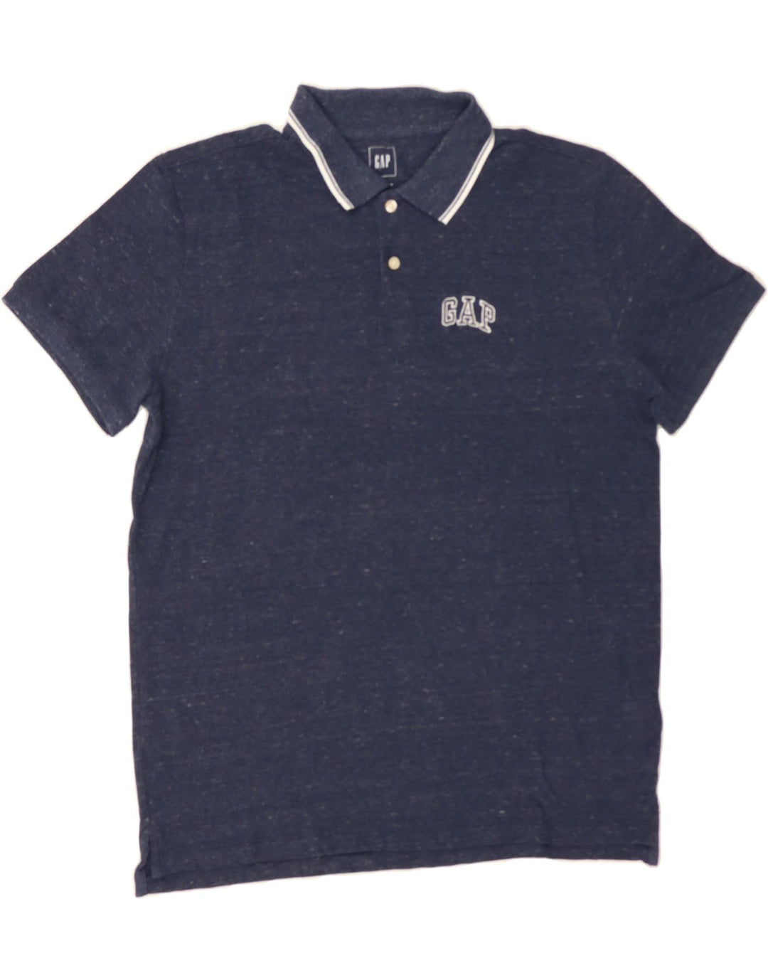 GAP Mens Polo Shirt Large Navy Blue Flecked Cotton Vintage Gap and Second-Hand Gap from Messina Hembry 