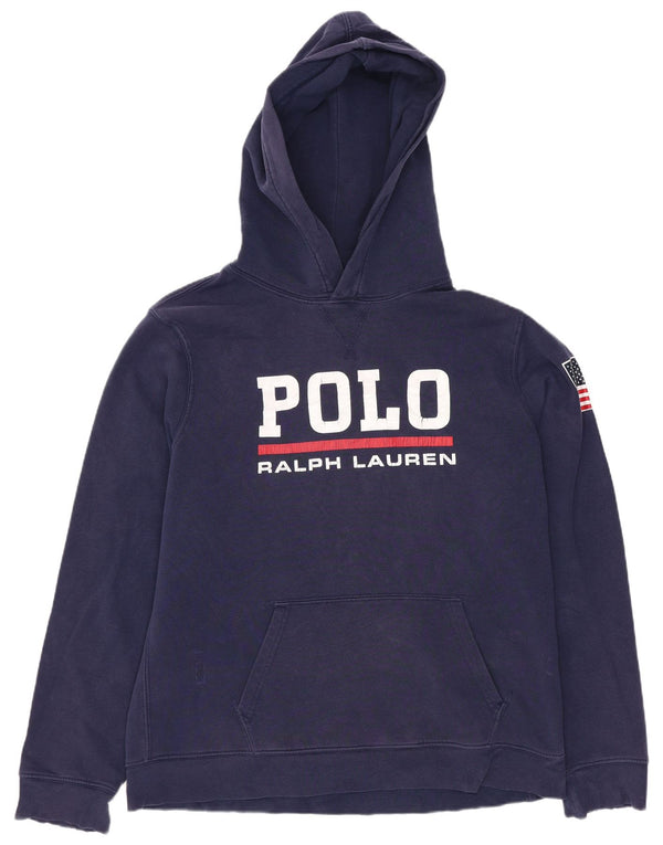 Chłopięcy sweter z kapturem Polo Ralph Lauren z grafiką 15-16 lat XL, granatowy