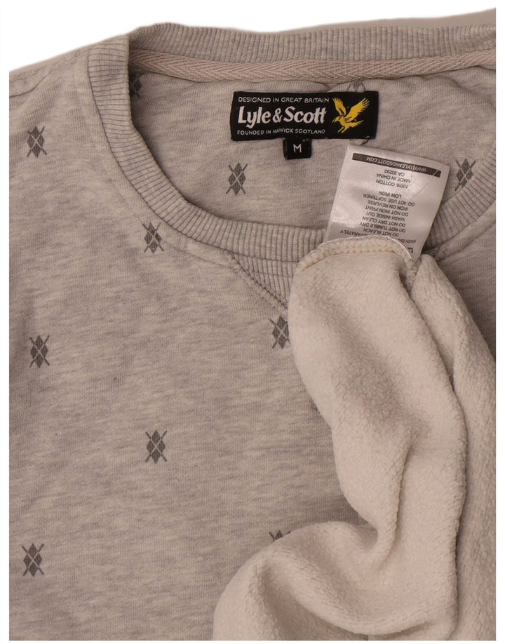 Męski sweter z abstrakcyjnym wzorem Lyle & Scott, średnioszary, bawełniany
