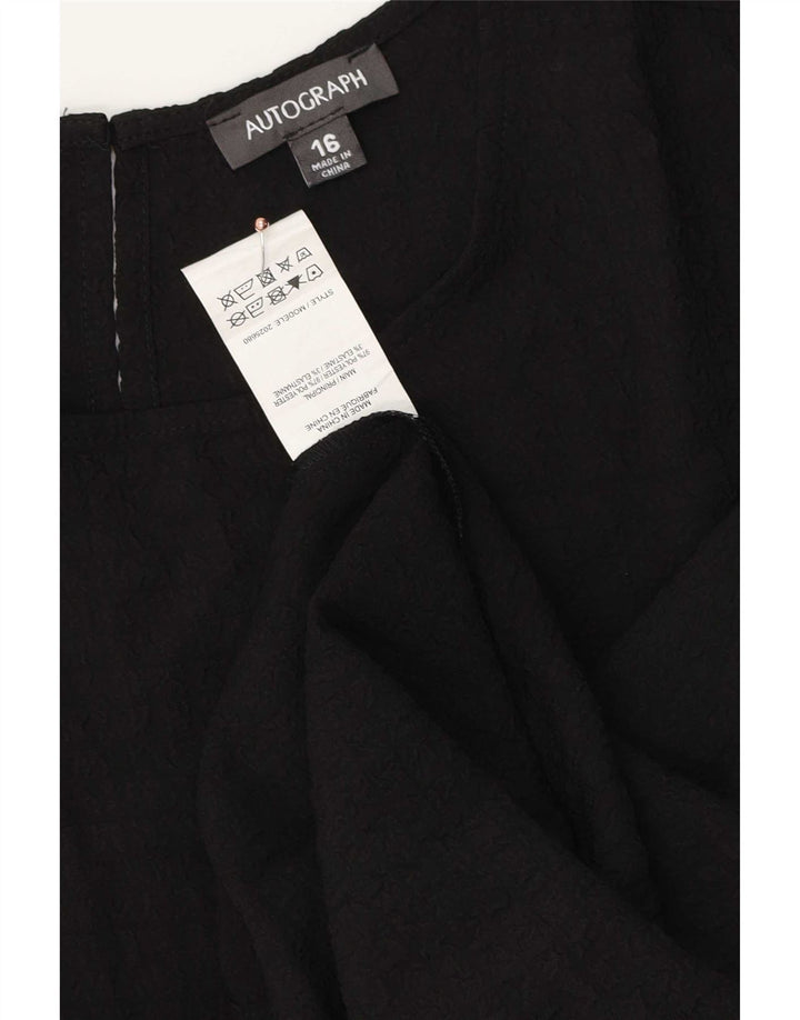 Marks & Spencer Damska bluzka oversize z autografem, UK 16, duża, czarna