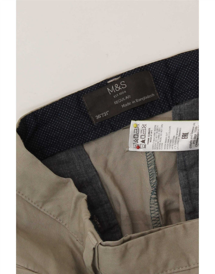 Męskie spodnie chino o regularnym kroju Marks & Spencer W36 L31 Beżowa bawełna
