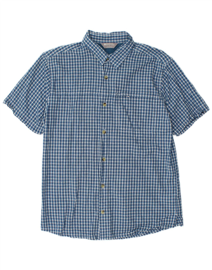 Mountain Warehouse Mens Short Sleeve Shirt Medium Blue Check Cotton