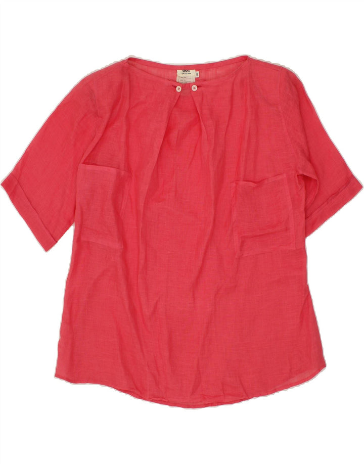 VINTAGE Womens Blouse Top IT 42 Medium Pink Linen Vintage Vintage and Second-Hand Vintage from Messina Hembry 