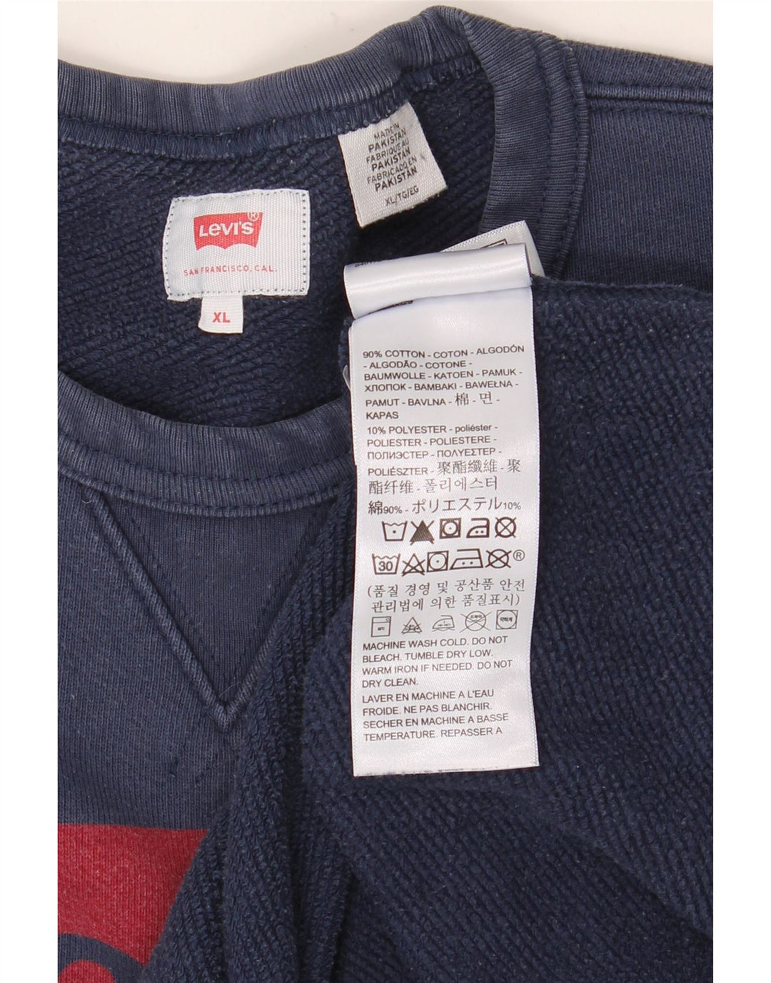 Męska bluza z grafiką LEVI'S, sweter XL, granatowa, bawełniana