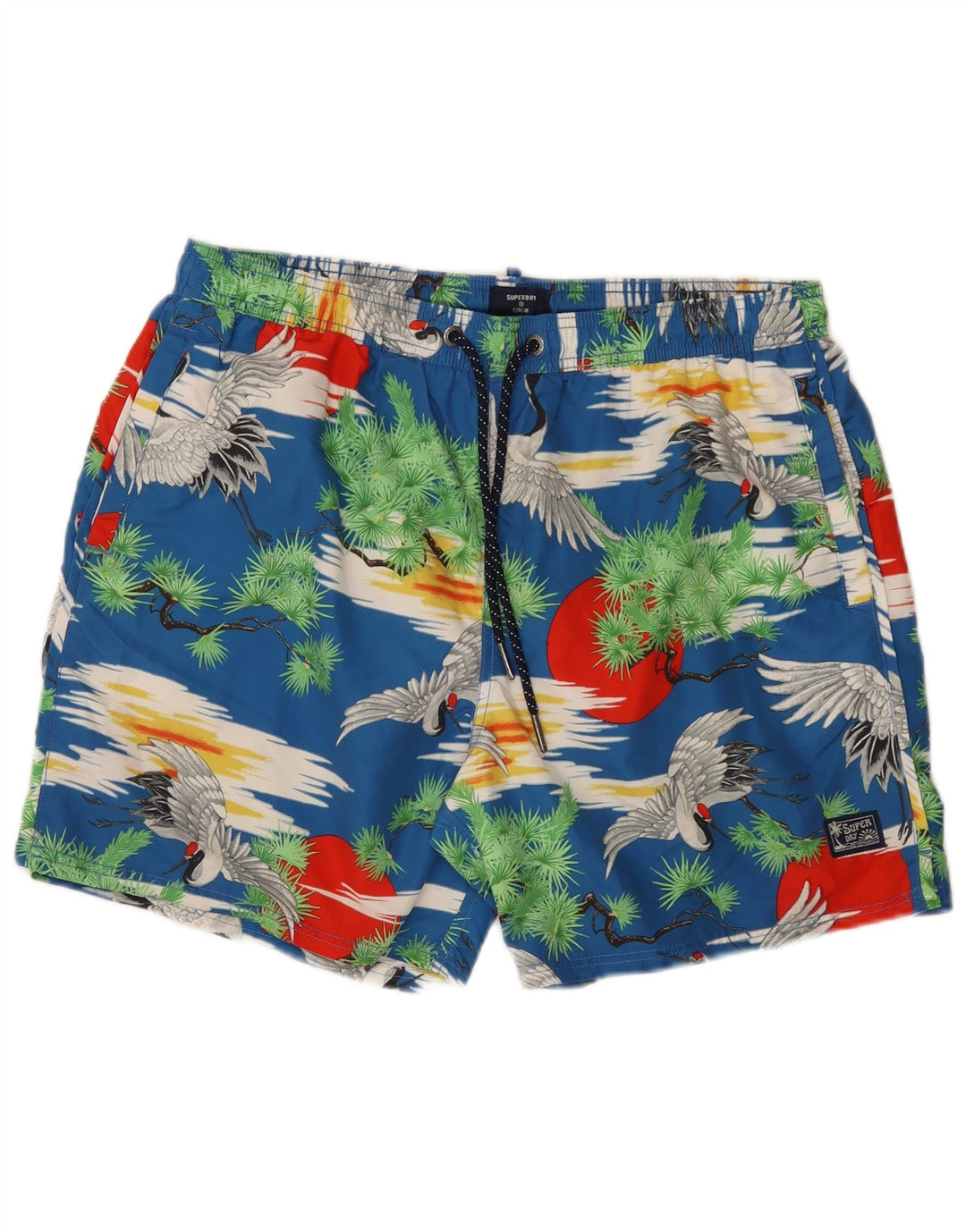 Męskie spodenki kąpielowe Superdry Regular 2XL Niebieskie, poliestrowe, hawajskie