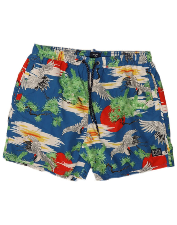 Męskie spodenki kąpielowe Superdry Regular 2XL Niebieskie, poliestrowe, hawajskie