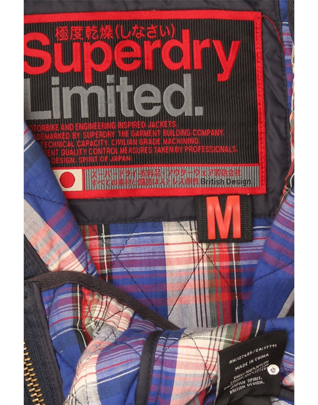 Damska pikowana kurtka Superdry UK 12, średni granatowy nylon