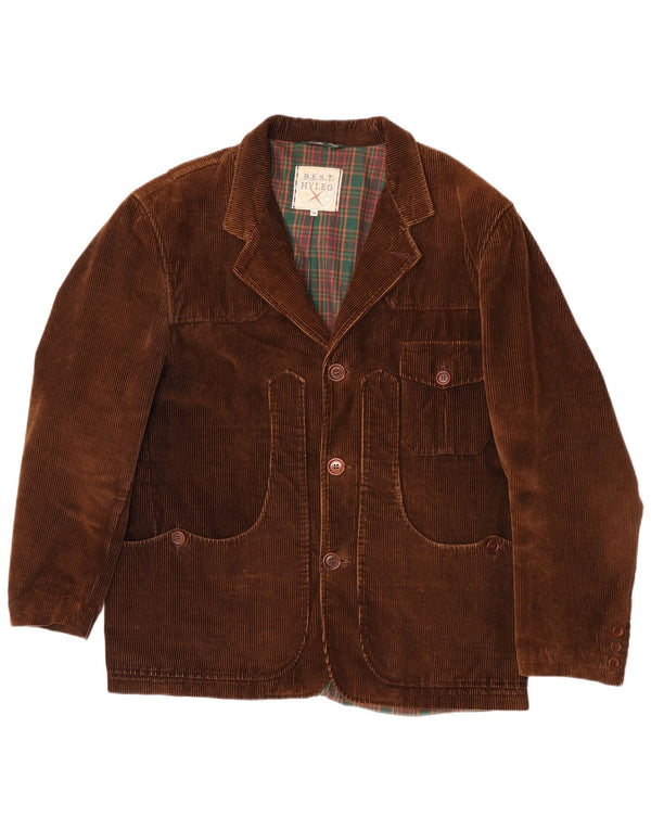 Vintage męska sztruksowa marynarka zapinana na 3 guziki IT 54 2XL brązowa bawełna