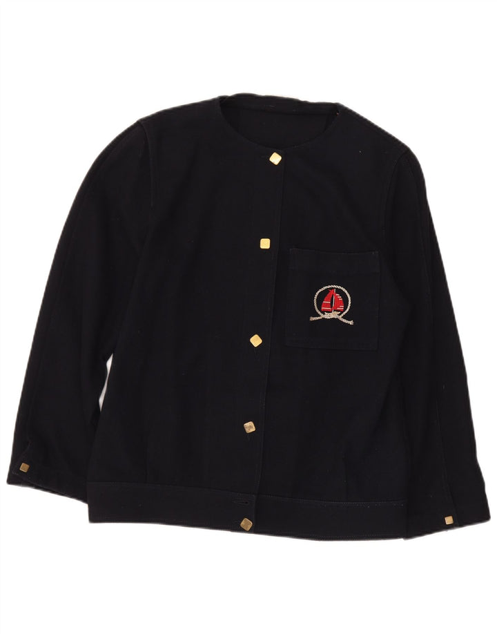 Vintage damski kardigan Top IT 42 średni granatowy wełniany