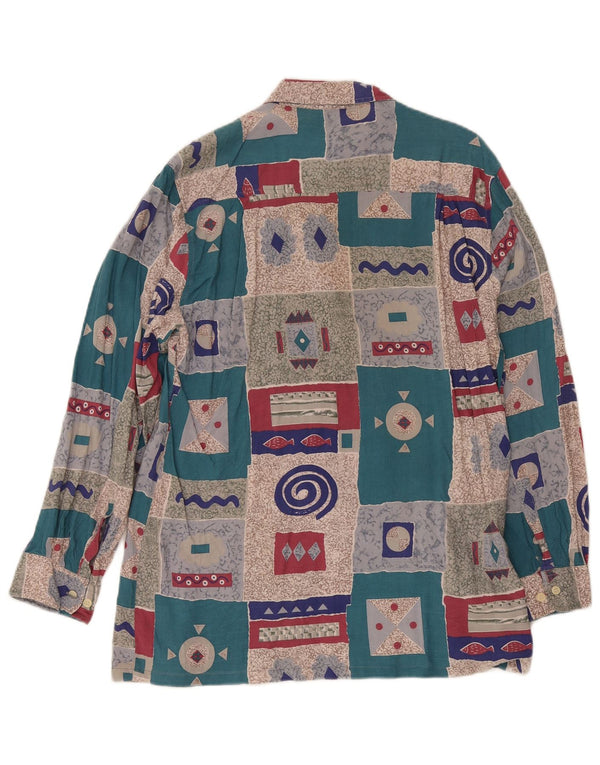 Koszula męska w stylu vintage UK 15 1/2 Średnia wielobarwna patchworkowa retro