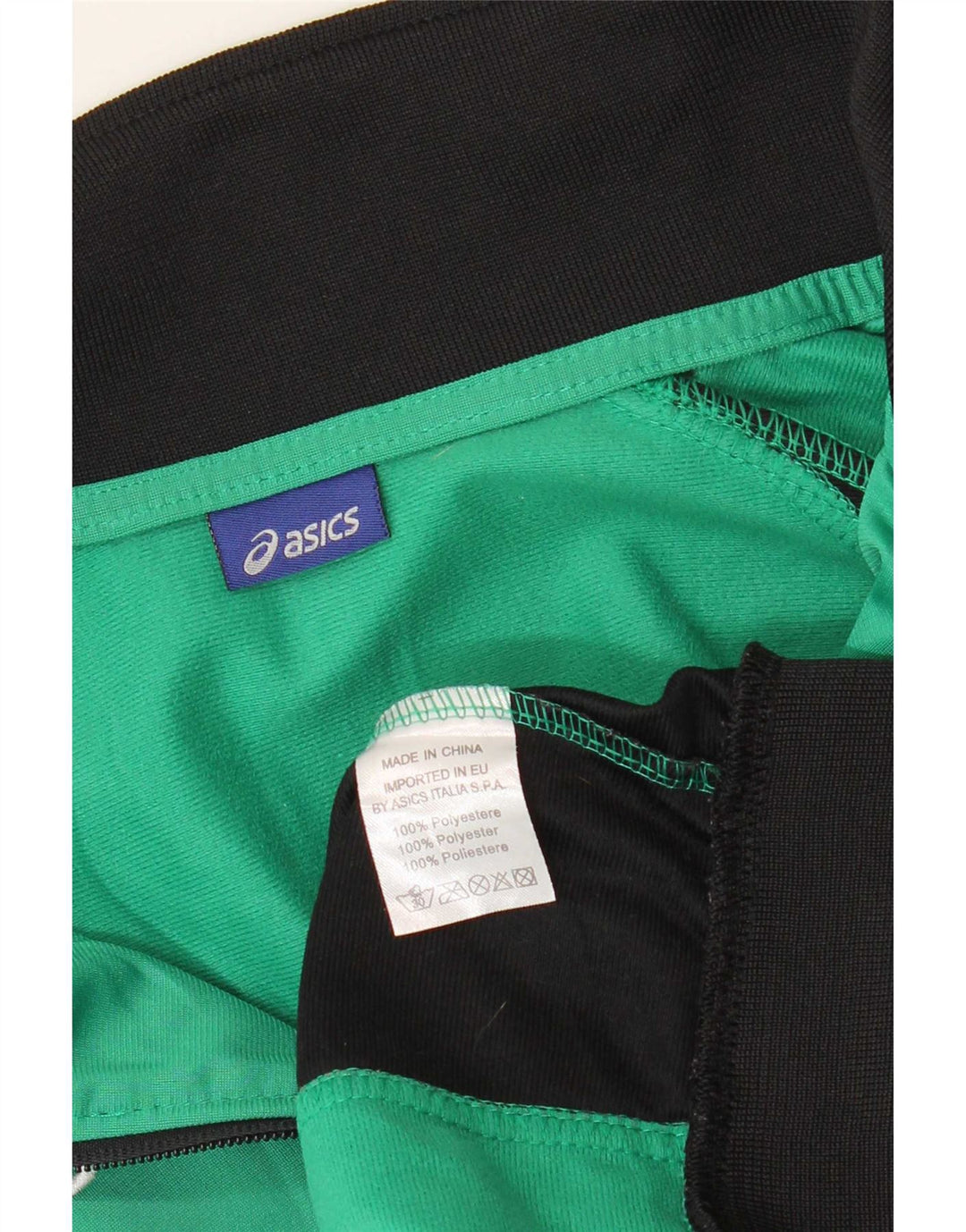 Męska kurtka dresowa Asics z grafiką, 2XL, zielony poliester z blokami kolorów