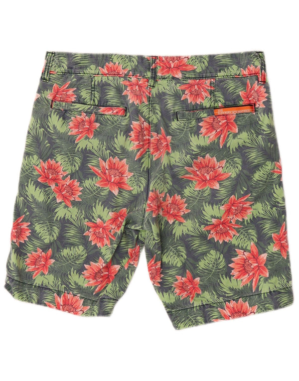 Męskie spodenki chino Superdry Medium W32, zielona bawełna w kwiaty