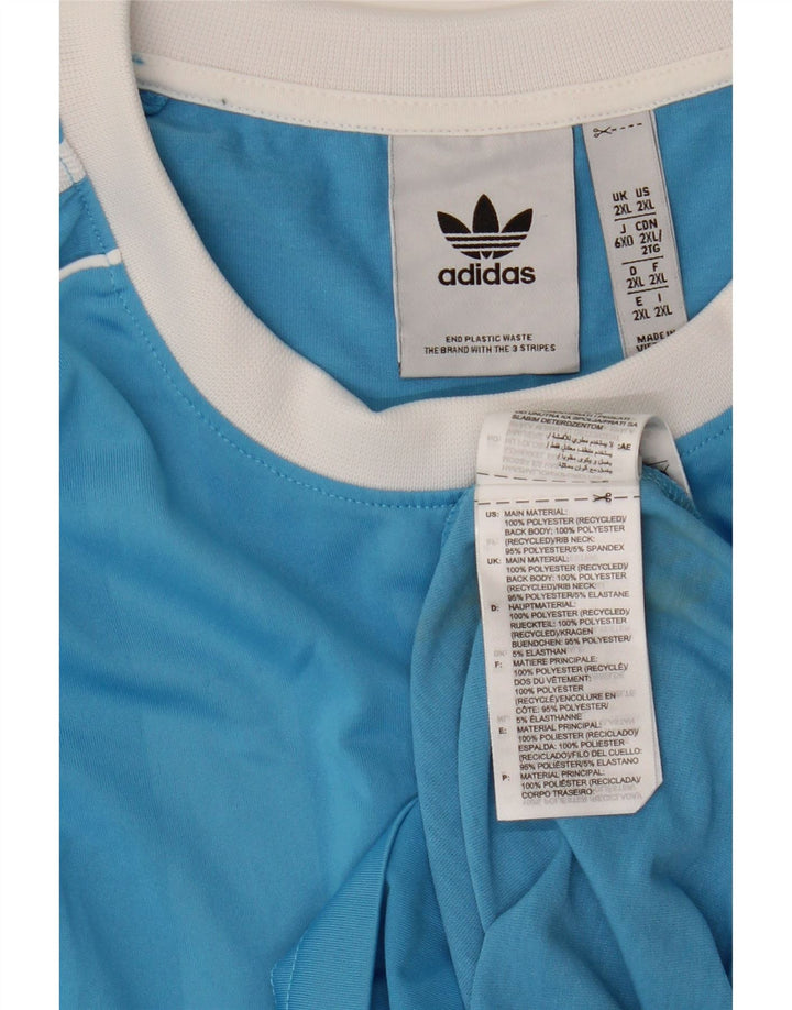 Adidas Męska koszulka Top 2XL z poliestru w niebieskie paski
