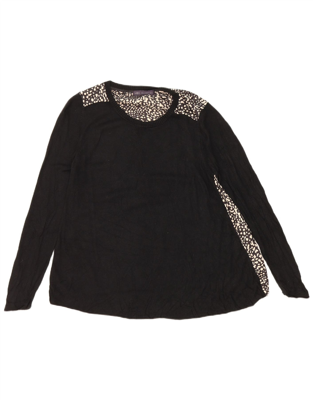 MARKS & SPENCER Womens Blouse Top UK 14 Medium Black Animal Print