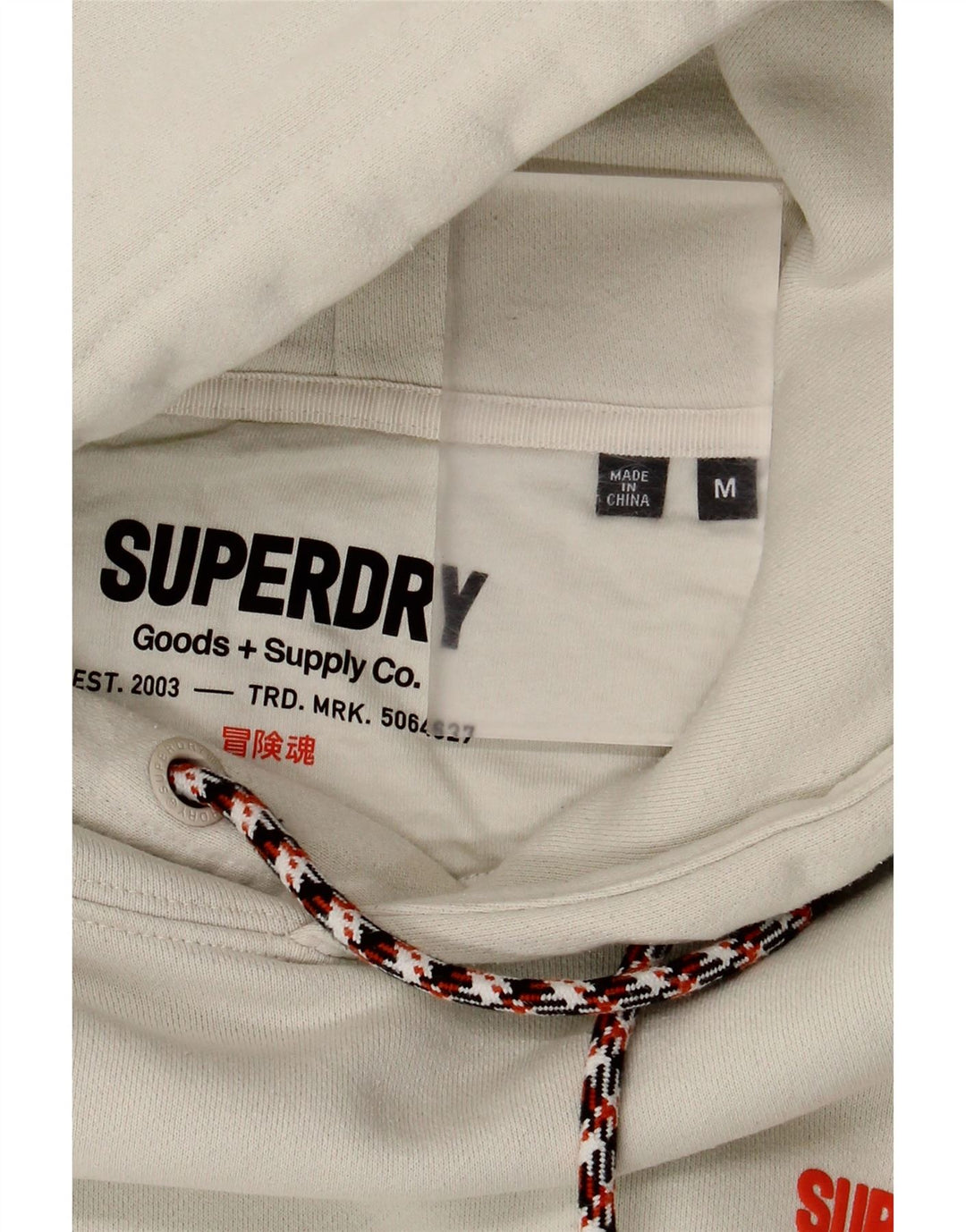 Męski sweter z kapturem Superdry z grafiką, średni biały, bawełniany