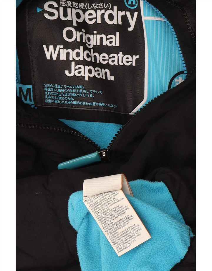 Damska wiatrówka z kapturem Superdry UK 14, średnia czarna