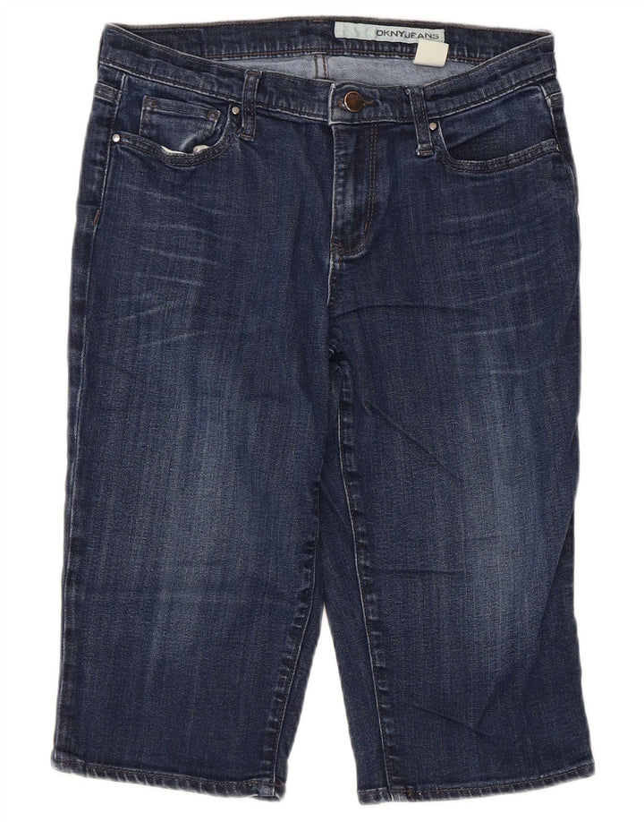 Damskie spodenki jeansowe Dkny bermudy US 6 średnie W30 niebieska bawełna