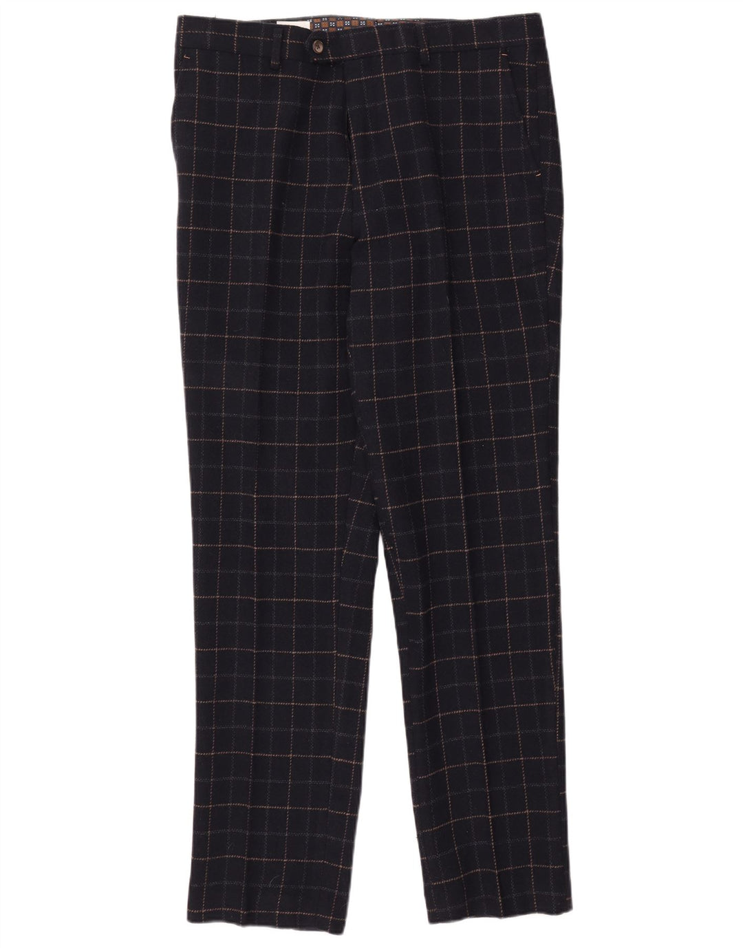 Cavani Męski 2-częściowy garnitur zapinany na 2 guziki UK 40 Large W38 L32 Granatowa kratka