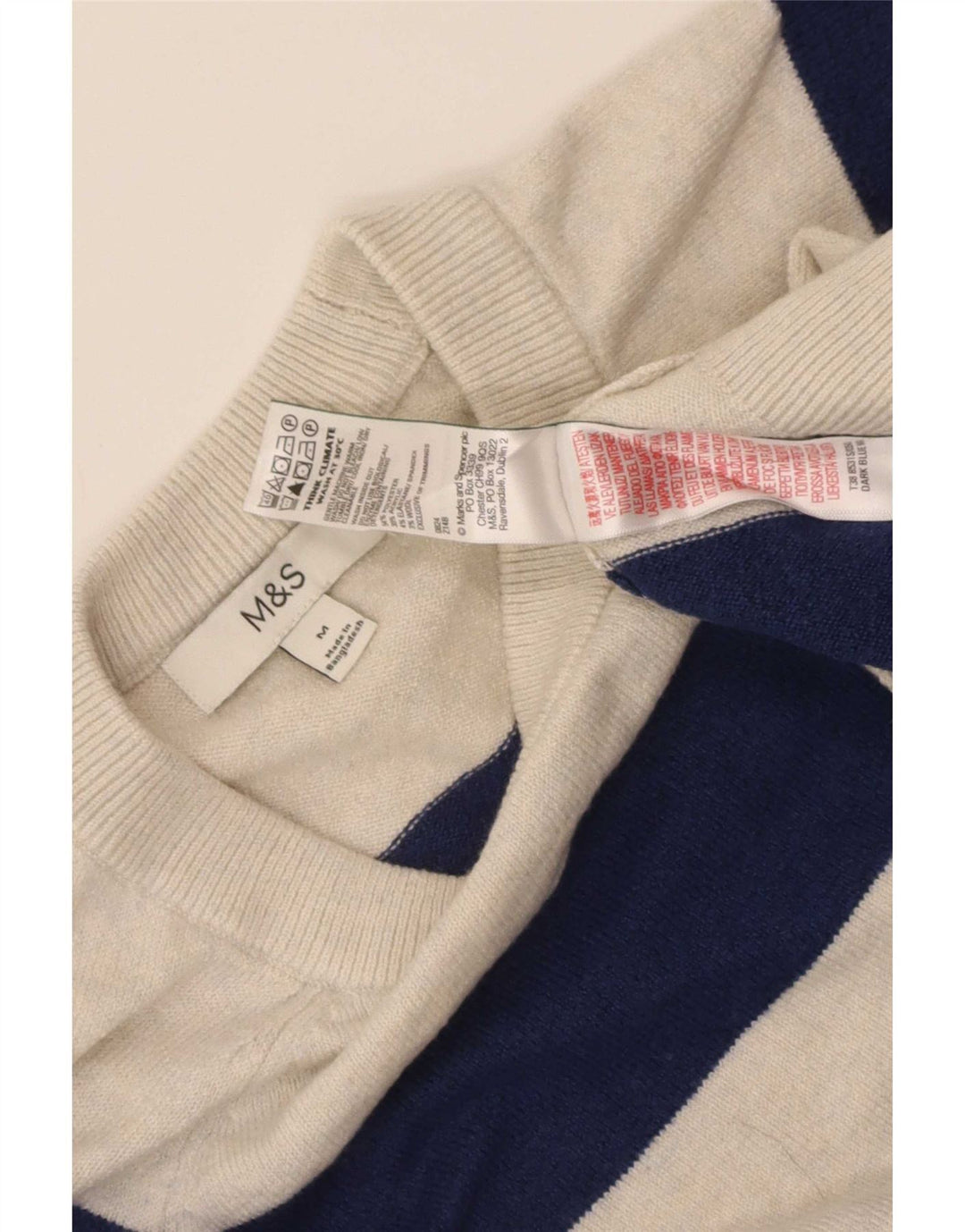 Marks & Spencer Damski sweter z okrągłym dekoltem UK 14 w średnie beżowe paski