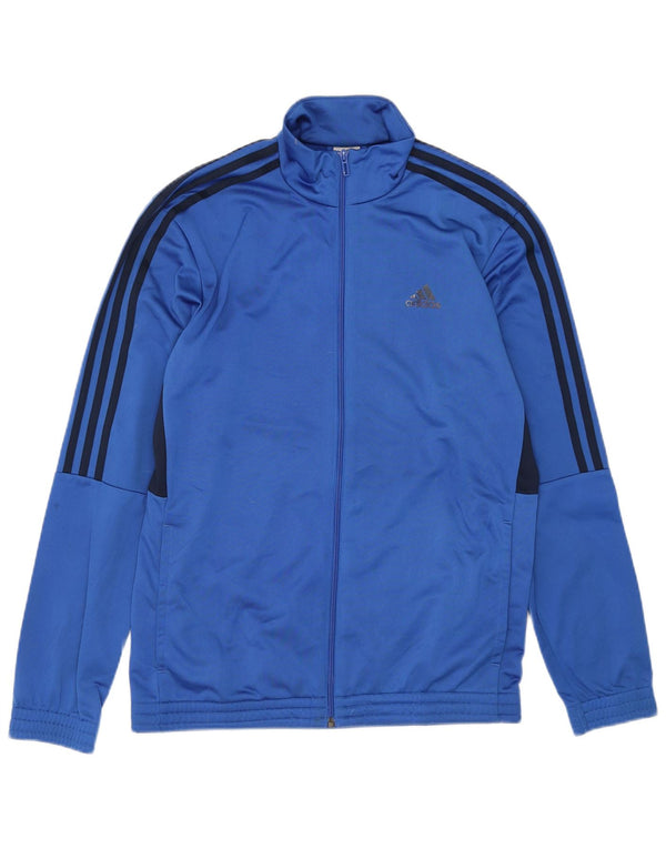 Adidas Męska bluza dresowa UK 40/42 Średni niebieski poliester z blokami kolorów