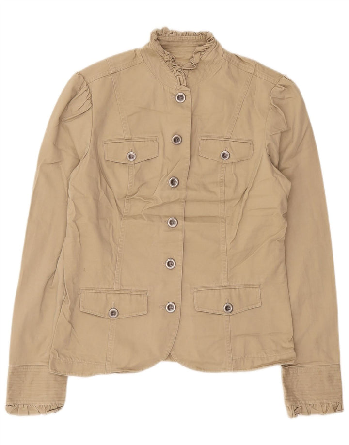 Eddie Bauer Wysoka marynarka damska UK 12, średnia beżowa bawełna