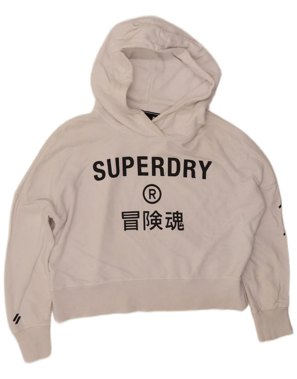 SUPERDRY Damska bluza z kapturem oversize z grafiką UK 10 Small White
